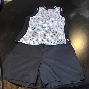 Bette and Court Women’s Golf Polka Dot Sleeveless Top w/ Black Short